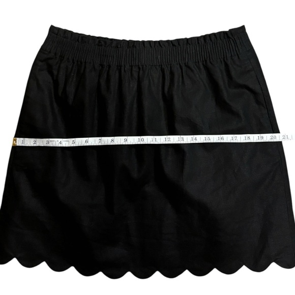J by J. Crew Scallop hemline linen blend skirt Solid Black Color Sz 12 - Picture 8 of 9